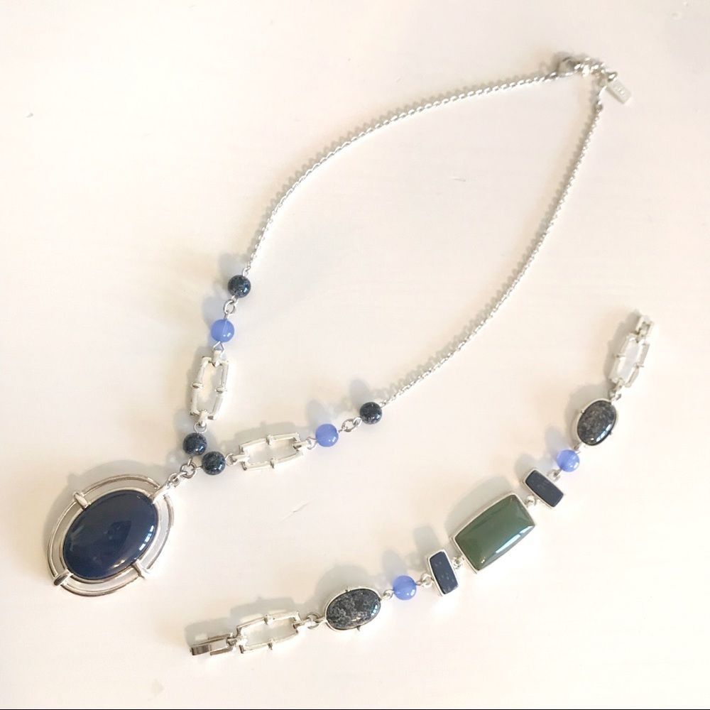 Liz & Co Necklace And Bracelet Set With Blue Stones